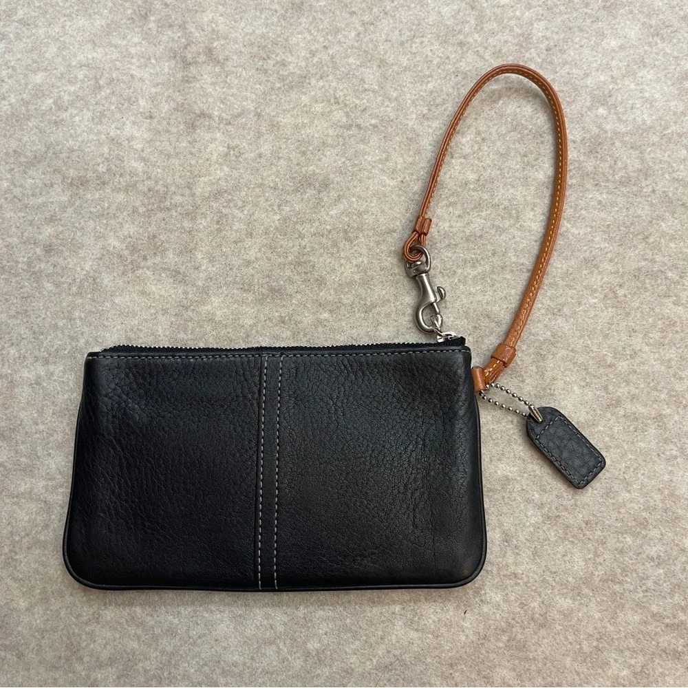 Coach Vintage Y2K Chelsea Turnlock Black Pebbled Leather Hobo Purse Bag w/ Pouch